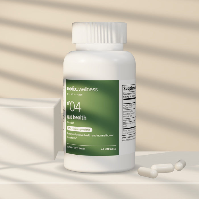 Medix formula 04 gut health supplement bottle with capsules