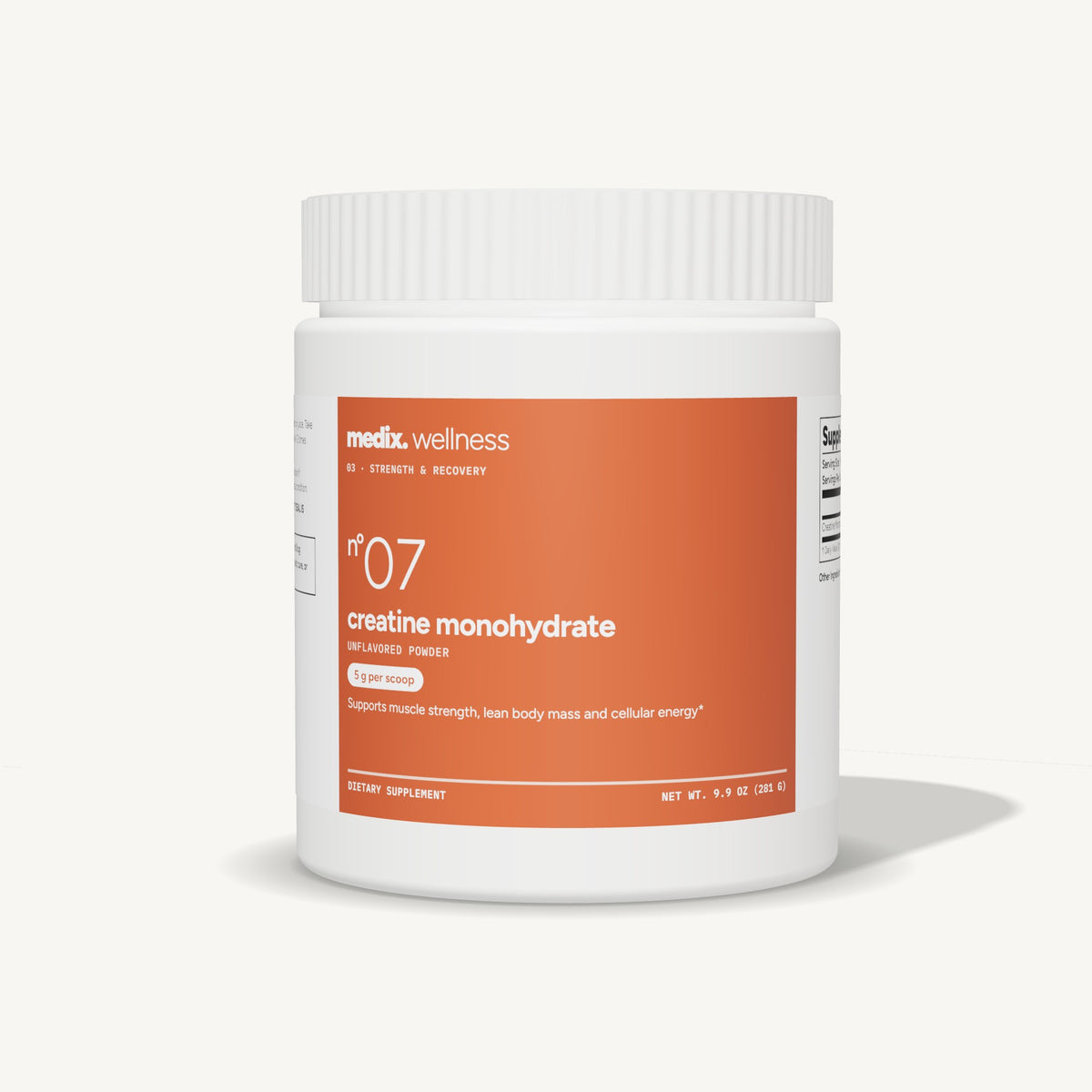 Medix formula 07 creatine monohydrate supplement, unflavored powder, 5 g per scoop, 50 servings