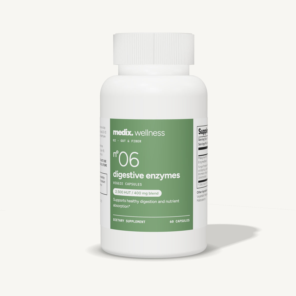 Medix formula 06 digestive enzymes supplement, protease, lipase, lactase, bromelain and papain, 60 capsules
