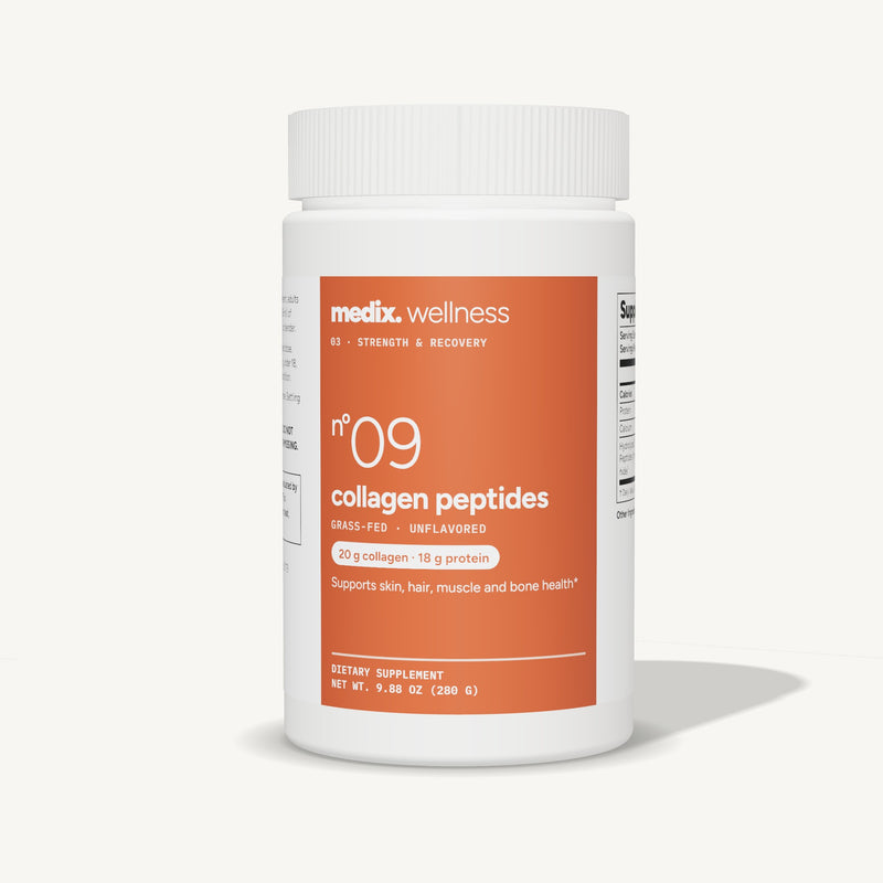 Medix formula 09 collagen peptides supplement, grass-fed and unflavored, 20 g collagen per scoop