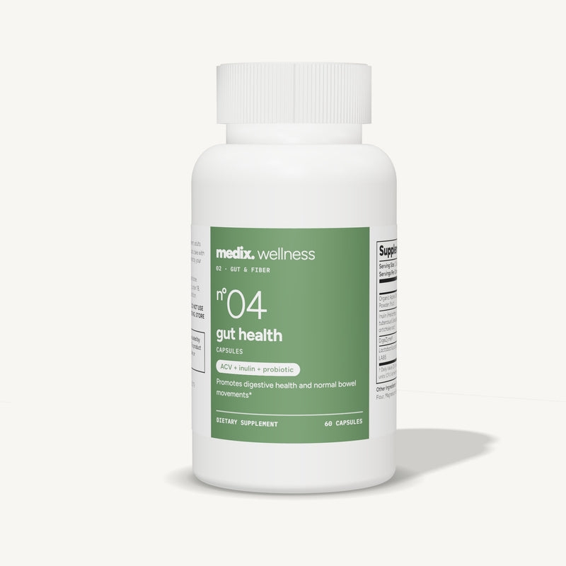 Medix formula 04 gut health supplement, apple cider vinegar, inulin prebiotic and probiotic, 60 capsules