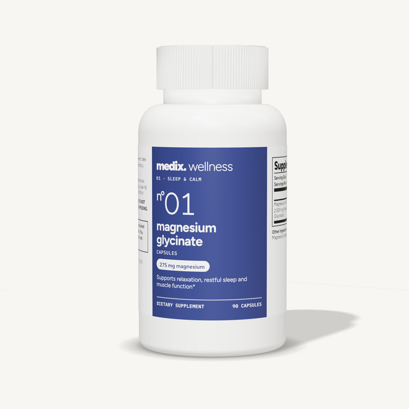 Medix formula 01 magnesium glycinate supplement, 275 mg magnesium, 90 capsules